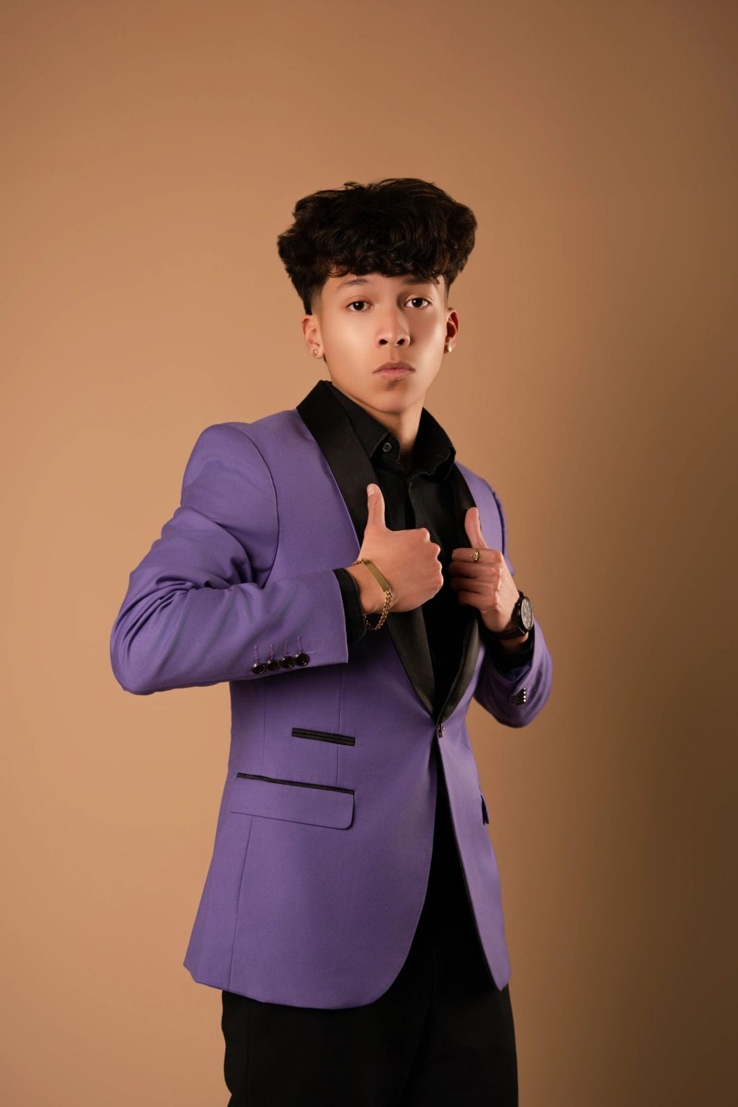Purple formal jacket portrait