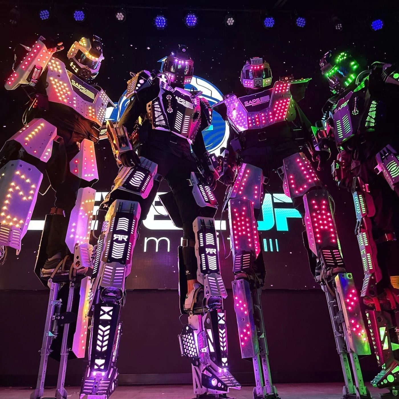 LED robot performers lighting up the dance floor
